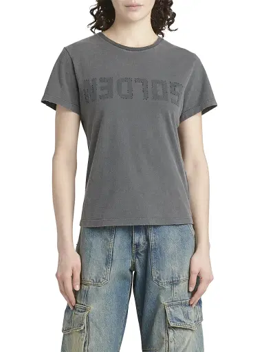 Golden Goose Women's Golden Distressed Crewneck Logo T-Shirt | Thumbnail 4
