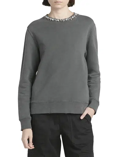Golden Goose Women's Crystal-Embellished Distressed Crewneck Sweatshirt | Thumbnail 4