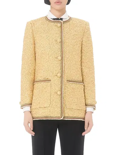 Valentino Garavani Women's Jacquard Cloque Caban - Gold - Size 6 | Thumbnail 2 Valentino Garavani Women's Jacquard Cloque Caban - Gold - Size 6 | Thumbnail 2