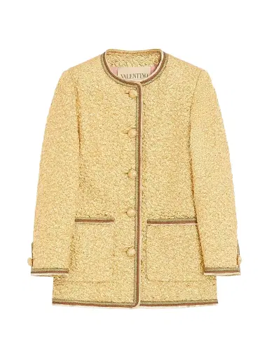 Valentino Garavani Women's Jacquard Cloque Caban - Gold - Size 6 | Thumbnail 1 Valentino Garavani Women's Jacquard Cloque Caban - Gold - Size 6 | Thumbnail 1