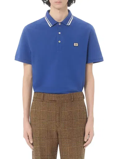 Valentino Garavani Men's Logo Patch Cotton Piqué Polo Shirt | Thumbnail 2