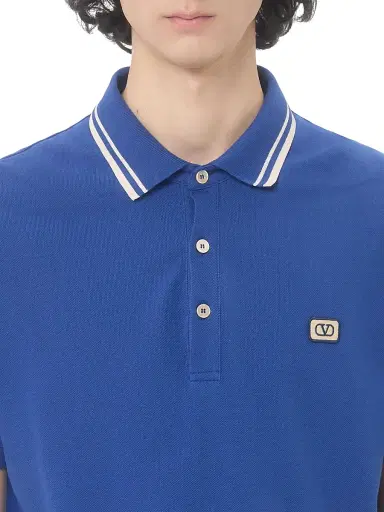 Valentino Garavani Men's Logo Patch Cotton Piqué Polo Shirt | Thumbnail 5
