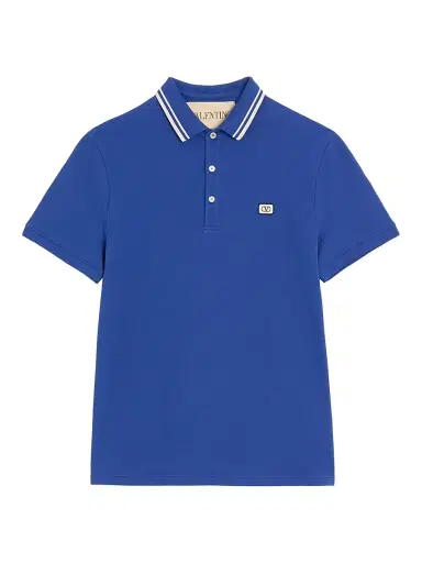Valentino Garavani Men's Logo Patch Cotton Piqué Polo Shirt | Thumbnail 1