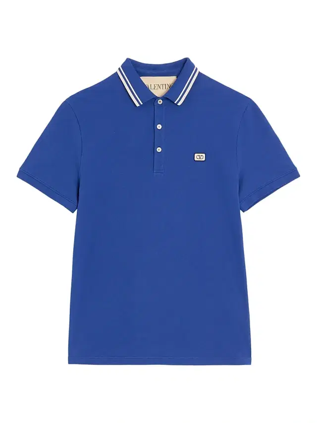 Men's Logo Patch Cotton Piqué Polo Shirt - Blue