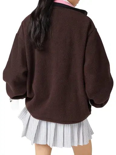Miu Miu Women's Cotton Fleece Zipper Jacket - Brown - Size Large | Thumbnail 3