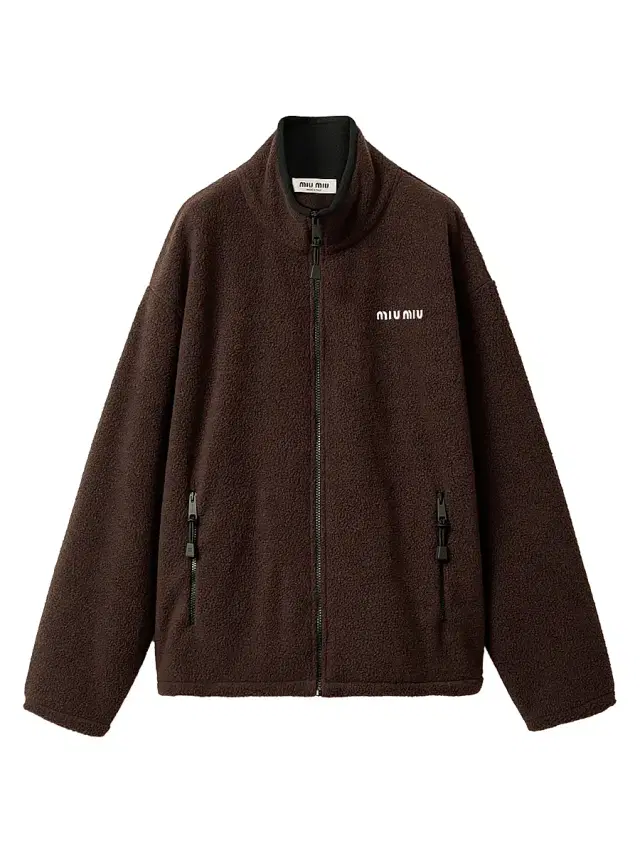 Women's Cotton Fleece Zipper Jacket - Brown