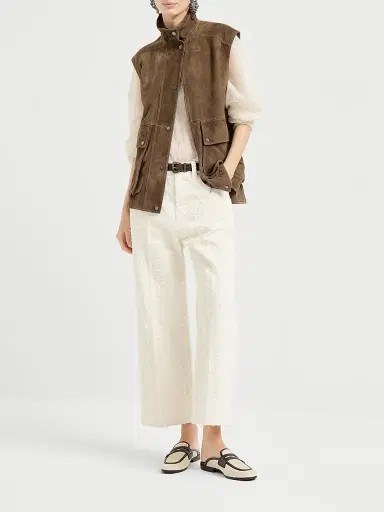 Brunello Cucinelli Women's Couture Suede Vest with Monili - Brown | Thumbnail 6 Brunello Cucinelli Women's Couture Suede Vest with Monili - Brown | Thumbnail 6