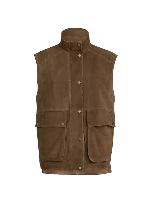 Women's Couture Suede Vest with Monili - Brown