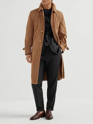 Brunello Cucinelli Men's Virgin Wool Chalk Stripe Batavia Trousers with Pleats - Black - Size 32 | Thumbnail 6