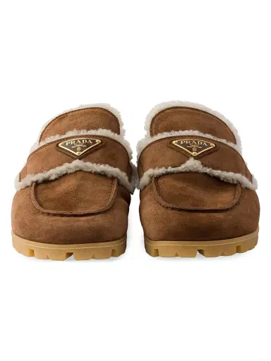 Prada Women's Suede and Shearling Mules - Brown - Size 11 | Thumbnail 2 Prada Women's Suede and Shearling Mules - Brown - Size 11 | Thumbnail 2