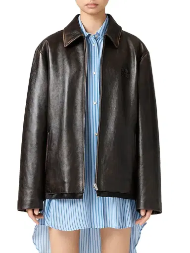 Miu Miu Women's Nappa Leather Jacket - Brown - Size 8 | Thumbnail 2 Miu Miu Women's Nappa Leather Jacket - Brown - Size 8 | Thumbnail 2