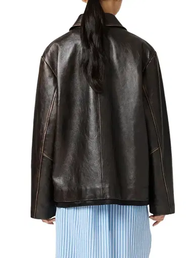 Miu Miu Women's Nappa Leather Jacket - Brown - Size 8 | Thumbnail 3 Miu Miu Women's Nappa Leather Jacket - Brown - Size 8 | Thumbnail 3