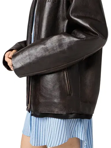 Miu Miu Women's Nappa Leather Jacket - Brown - Size 8 | Thumbnail 6 Miu Miu Women's Nappa Leather Jacket - Brown - Size 8 | Thumbnail 6