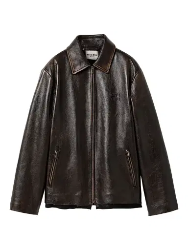 Miu Miu Women's Nappa Leather Jacket - Brown - Size 8 | Thumbnail 1 Miu Miu Women's Nappa Leather Jacket - Brown - Size 8 | Thumbnail 1