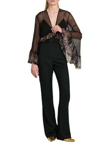 Etro Women's Paisley Trim Cape Catsuit - Printed Black Base - Size 8 | Thumbnail 2