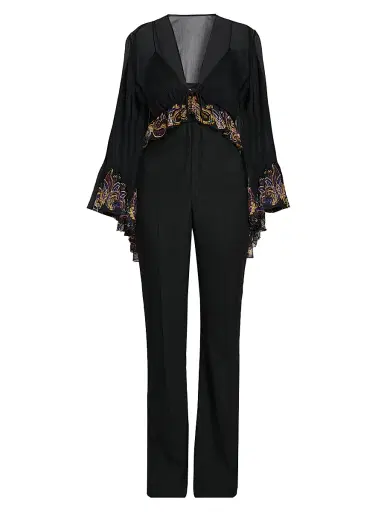 Etro Women's Paisley Trim Cape Catsuit - Printed Black Base - Size 8 | Thumbnail 1