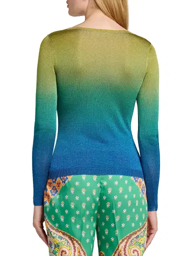 Etro Women's Gradient Metallic Knit Sweater - Multicolor Blue Base | Thumbnail 5