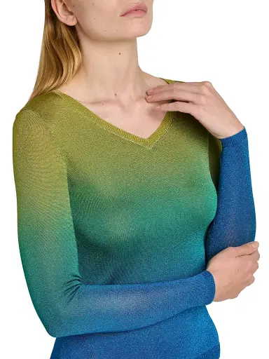 Etro Women's Gradient Metallic Knit Sweater - Multicolor Blue Base | Thumbnail 6