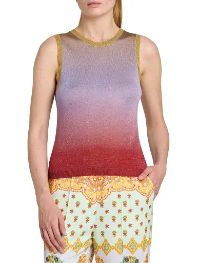 Etro Women's Gradient Metallic Knit Top - Multicolor Pink Base | Thumbnail 3