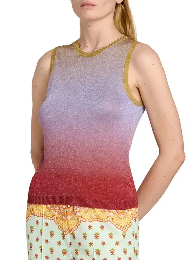 Etro Women's Gradient Metallic Knit Top - Multicolor Pink Base | Thumbnail 4