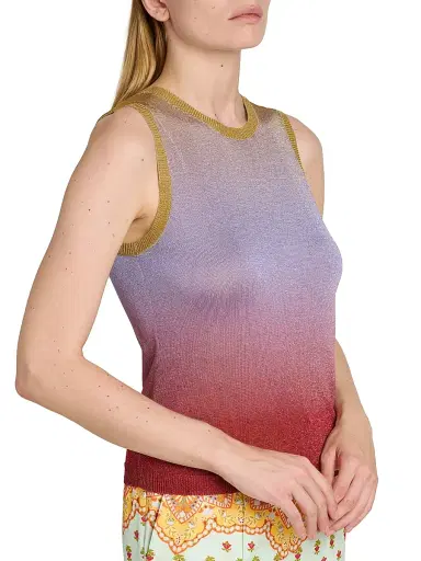 Etro Women's Gradient Metallic Knit Top - Multicolor Pink Base | Thumbnail 6