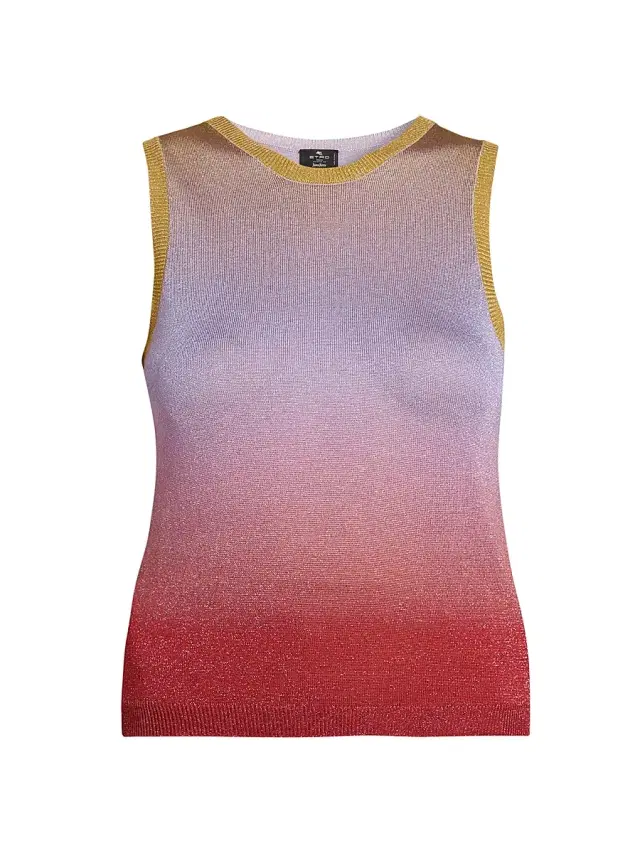 Etro Women's Gradient Metallic Knit Top - Multicolor Pink Base