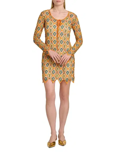 Etro Women's Crocheted Minidress - Arancione | Thumbnail 2