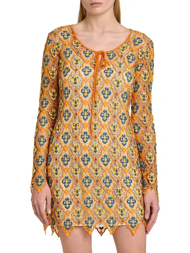 Etro Women's Crocheted Minidress - Arancione | Thumbnail 3