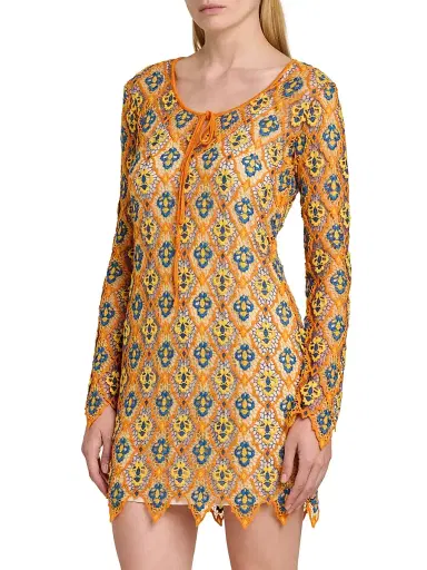Etro Women's Crocheted Minidress - Arancione | Thumbnail 4