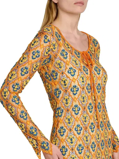 Etro Women's Crocheted Minidress - Arancione | Thumbnail 6