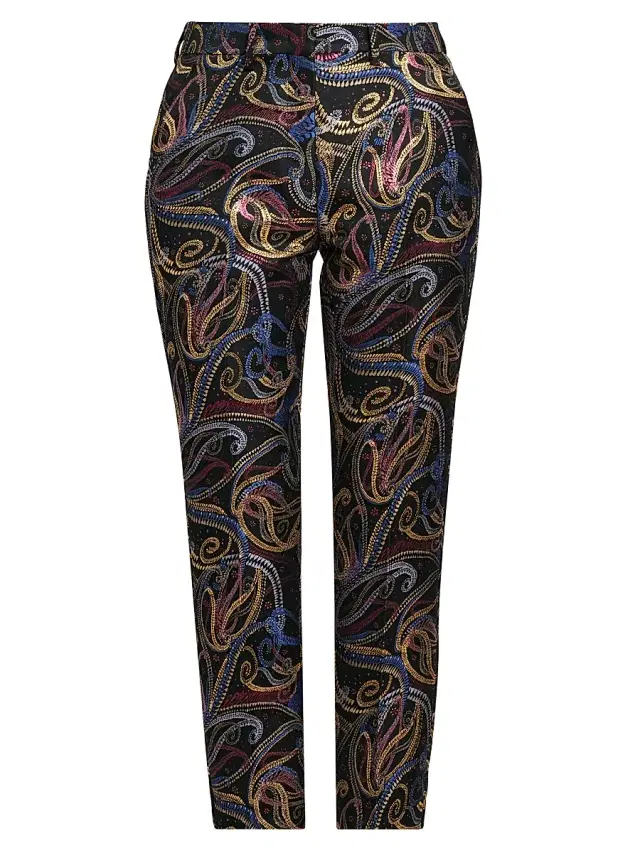 Women's Bristol Paisley Jacquard Trousers - Multicolor Black Base