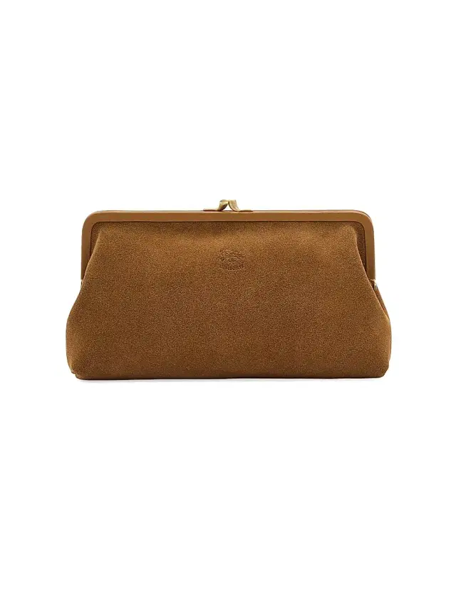 Women's Manuela Classic Suede Clutch - Gianduia