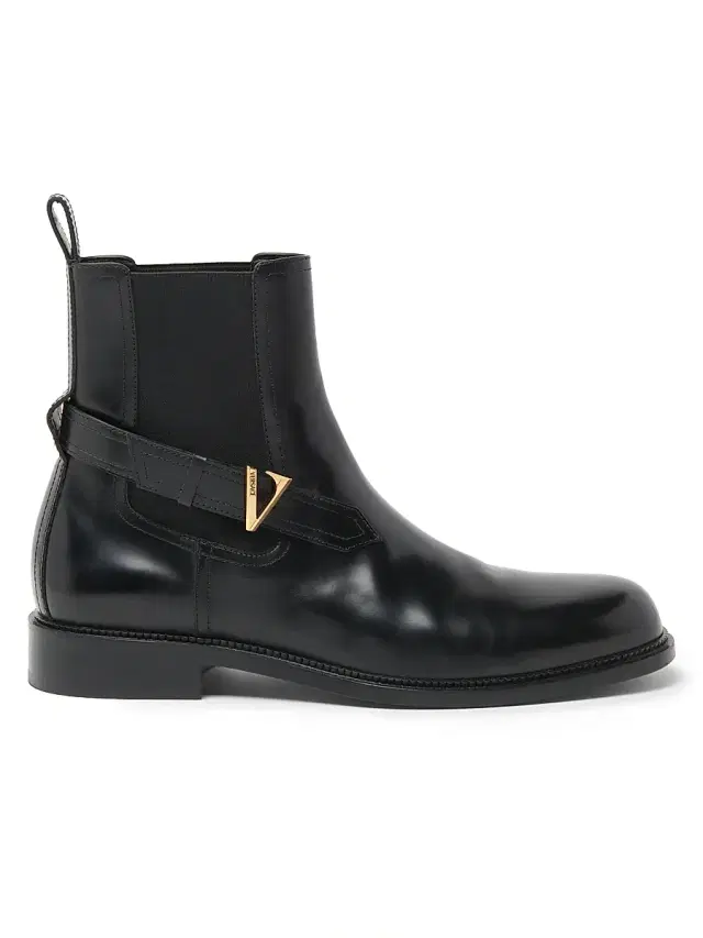 Men's V-Logo Ankle-Strap Leather Booties - Black Vercase Gold
