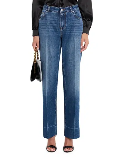 Dolce & Gabbana Women's Orta Mid-Rise Straight-Leg Jeans - Blue | Thumbnail 3