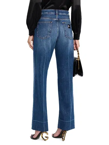 Dolce & Gabbana Women's Orta Mid-Rise Straight-Leg Jeans - Blue | Thumbnail 4