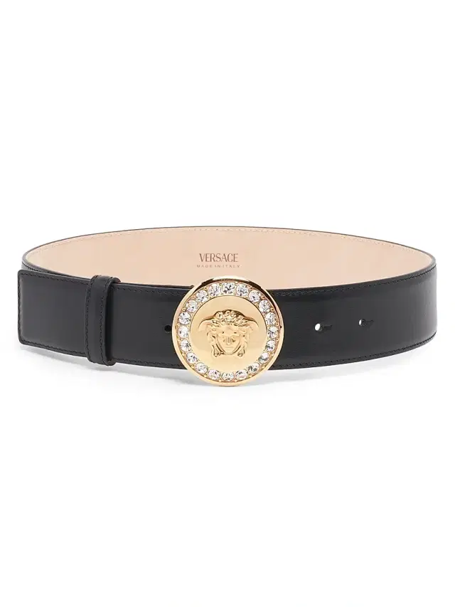 Versace Women's Medusa-Buckle Leather Belt - Black  Gold