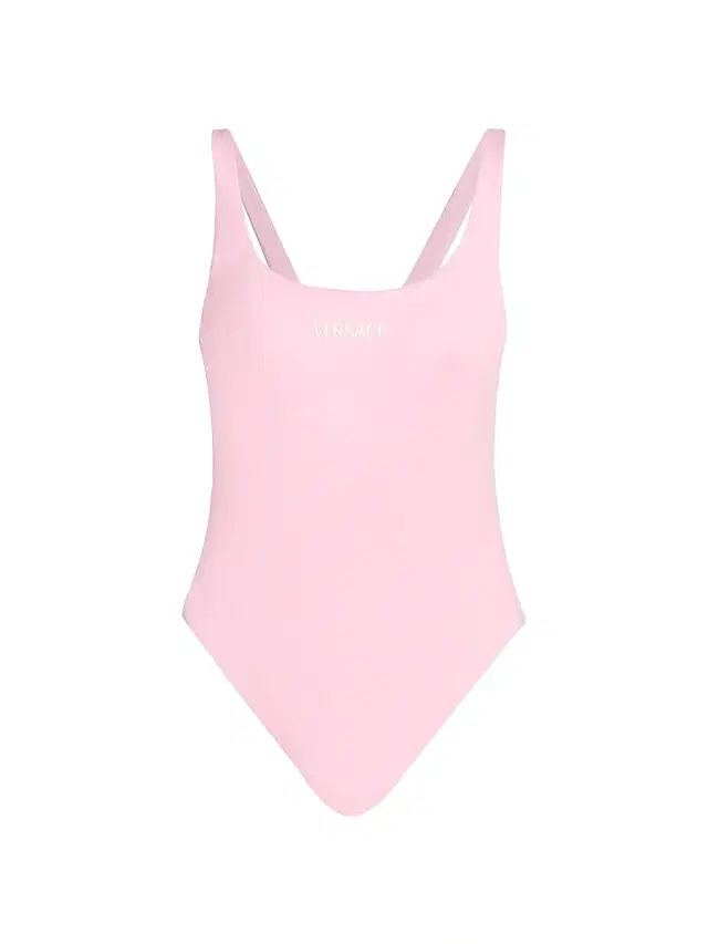 Versace Women's Stamped Logo One-Piece Swimsuit - Rose Quartz