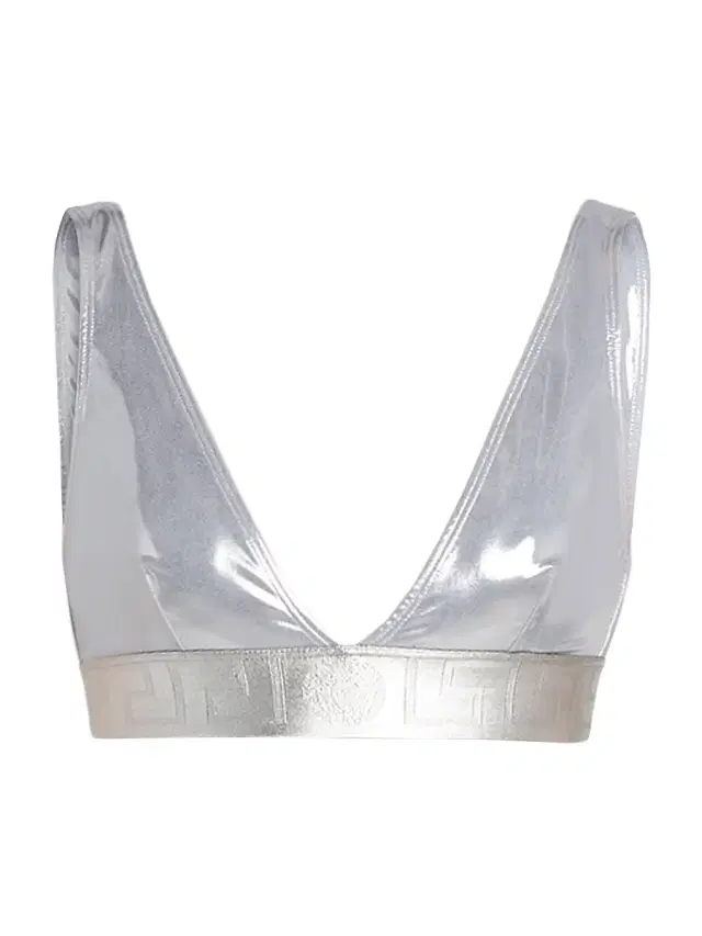 Versace Women's Laminated Metallic Bikini Top - Silver