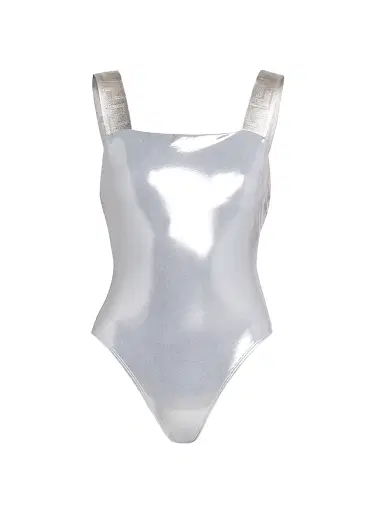 Versace Women's Laminated Metallic One-Piece Swimsuit - Silver - Size Small | Thumbnail 1 Versace Women's Laminated Metallic One-Piece Swimsuit - Silver - Size Small | Thumbnail 1