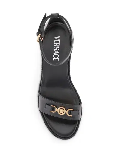 Versace Women's Medusa 120MM Leather Espadrille Sandals - Black Gold - Size 10 | Thumbnail 5 Versace Women's Medusa 120MM Leather Espadrille Sandals - Black Gold - Size 10 | Thumbnail 5