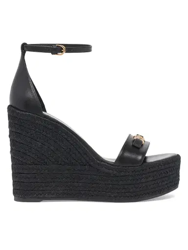 Versace Women's Medusa 120MM Leather Espadrille Sandals - Black Gold - Size 10 | Thumbnail 1 Versace Women's Medusa 120MM Leather Espadrille Sandals - Black Gold - Size 10 | Thumbnail 1