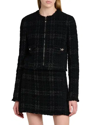 Versace Women's Cotton-Blend Tweed Miniskirt - Black | Thumbnail 3 Versace Women's Cotton-Blend Tweed Miniskirt - Black | Thumbnail 3