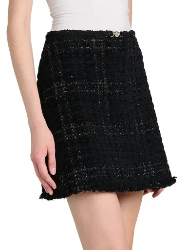 Versace Women's Cotton-Blend Tweed Miniskirt - Black | Thumbnail 4 Versace Women's Cotton-Blend Tweed Miniskirt - Black | Thumbnail 4