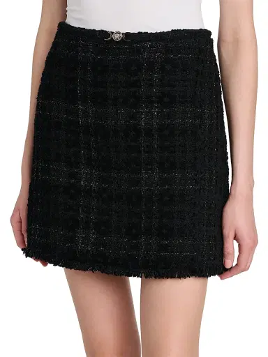 Versace Women's Cotton-Blend Tweed Miniskirt - Black | Thumbnail 6 Versace Women's Cotton-Blend Tweed Miniskirt - Black | Thumbnail 6