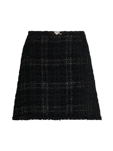 Versace Women's Cotton-Blend Tweed Miniskirt - Black | Thumbnail 1 Versace Women's Cotton-Blend Tweed Miniskirt - Black | Thumbnail 1