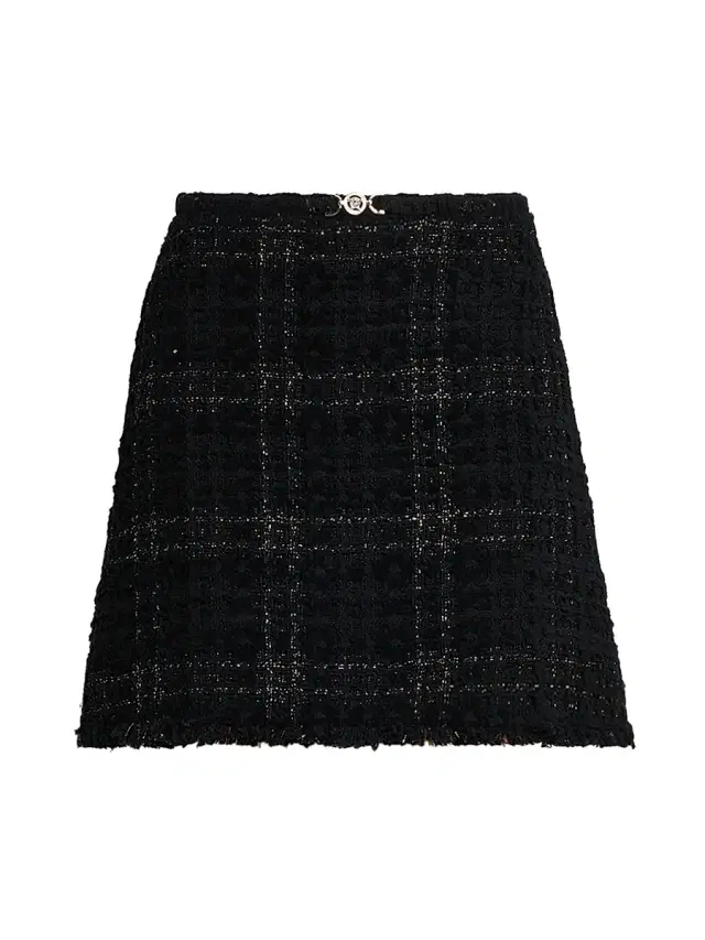 Versace Women's Cotton-Blend Tweed Miniskirt - Black