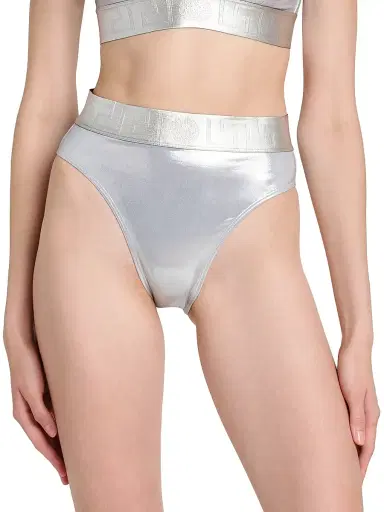 Versace Women's Laminated Metallic High-Waisted Bikini Bottom | Thumbnail 3 Versace Women's Laminated Metallic High-Waisted Bikini Bottom | Thumbnail 3