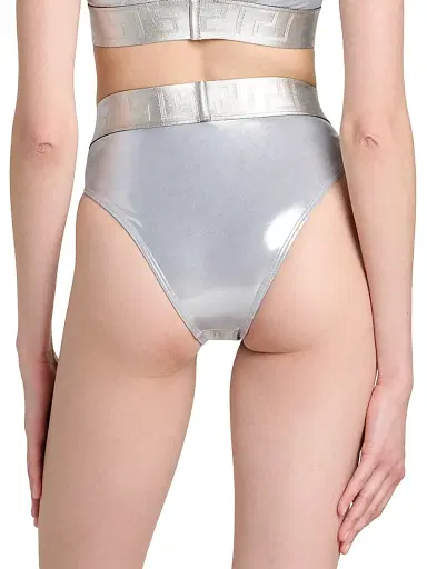 Versace Women's Laminated Metallic High-Waisted Bikini Bottom | Thumbnail 5 Versace Women's Laminated Metallic High-Waisted Bikini Bottom | Thumbnail 5