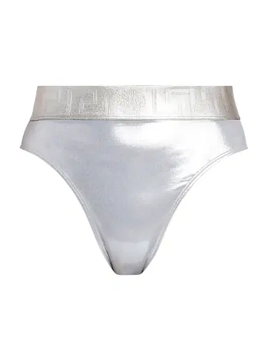 Versace Women's Laminated Metallic High-Waisted Bikini Bottom | Thumbnail 1 Versace Women's Laminated Metallic High-Waisted Bikini Bottom | Thumbnail 1