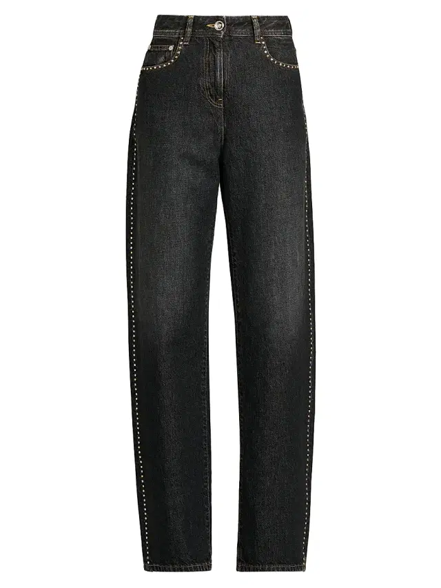 Women's Embellished Stone Washed Jeans - Black
